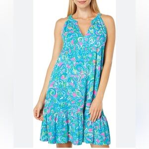 Lilly Pulitzer Vibrant Danberry Paisley Midi Dress in Blue and Pink
